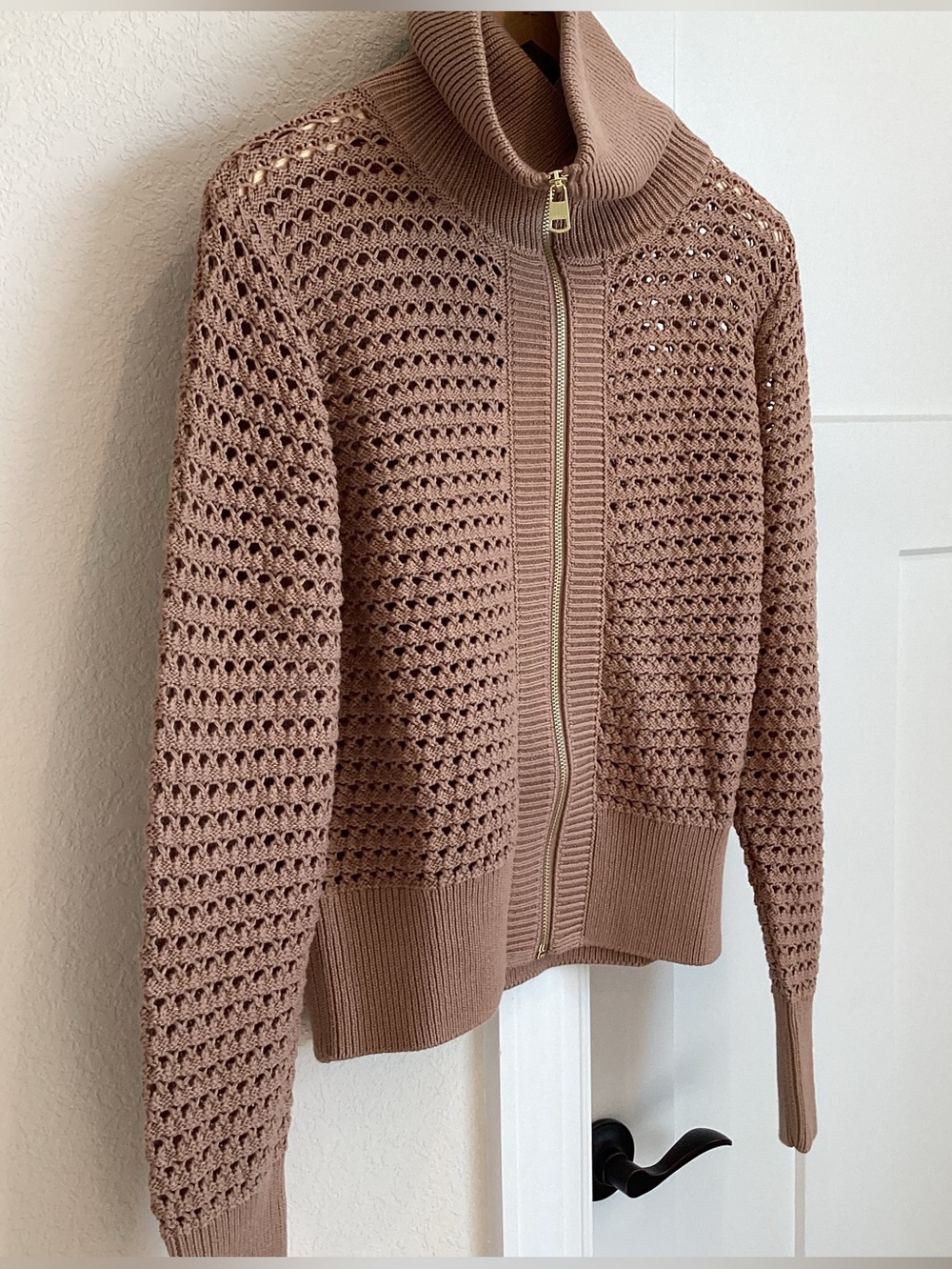 Varley Eloise Collared Full-Zip Knit Jacket New Medium Anthropologie Cedar Brown - Picture 4 of 13